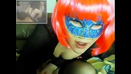 Horny girl in mask toy fuck solo